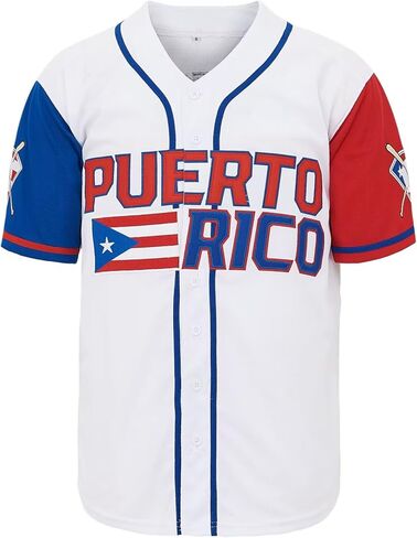 Men's Puerto Rico Baseball Jersey Vintage Embroidered Retro Hip Hop Jersey Stitched in Kuwait