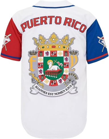 Men's Puerto Rico Baseball Jersey Vintage Embroidered Retro Hip Hop Jersey Stitched in Kuwait