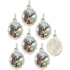 Catholica Shop Catholic Religious Wear Silver Tone Small Medal Pendant -A Symbol of Blessings & Devotion, Catholic Favors & Keepsake for Prayer, Faith & Daily Reflection, Pack of 6