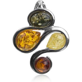 Ian and Valeri Co. Multicolor Amber Sterling Silver Pendant