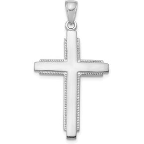 Avariah 14K White Gold Solid Cross Pendant - 38mm