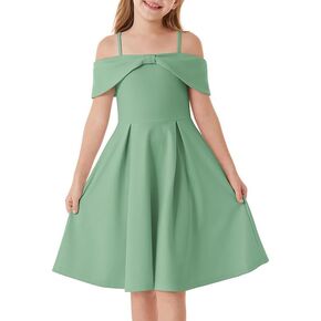 GRACE KARIN Girls Elegant Dress Off Shoulder A-Line Casual Party Dresses for 6-14 Years