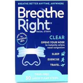 Breathe Right Nasal Strips, Large, Clear, for Sensitive Skin 30 strips Personal Healthcare / Health Care by Healthcare