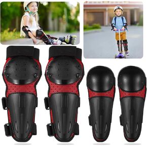 Motorcycle Knee Pads Elbow Pads, JUSTDOLIFE 4Pcs Knee Elbow Pads Dirt Bike Knee Shin Guards for Kids Youths Adjustable Protective Gear Set Protective Armor Set for Motocross Skateboard Biking Skiing