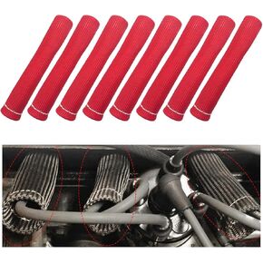 8 PCS Spark Plug Wire Boots, 6 Inch Automotive Spark Plugs Heat Shields Cover, 1200° Vehicle Spark Plug Wire Boots Heat Shield Protector, Universal Car Accessories (Black)