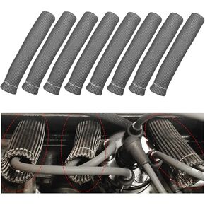 8 PCS Spark Plug Wire Boots, 6 Inch Automotive Spark Plugs Heat Shields Cover, 1200° Vehicle Spark Plug Wire Boots Heat Shield Protector, Universal Car Accessories (Black) in Saudi Arabia