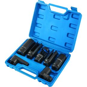 7PCS Oxygen Sensor Socket, Universal O2 Sensor Removal & Installation Tool Kit with 22mm, 27mm, 29mm Sockets for All Vehicles, Automotive O2 Oxygen Sensor Socket Offset Wrench Remover Tool