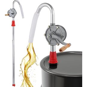 DASBET Oil Barrel Pump Aluminum Rotary Hand Crank Drum Pump Manual Barrel Oil Pump Hand Cranked Fuel Transfer Pump Fit 5 to 55 Gallon Drums Drum Pump for Diesel Gasoline Kerosene Fuel Transfer