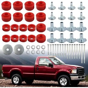 KF04058BK Body Cab Bushing Kits for 1999-2007 Ford F250 F350 Super Duty, Cab Bushings, Steel Sleeves & Hardware, black