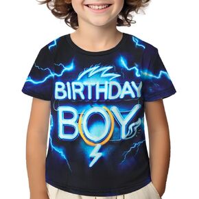 Birthday Shirts for Boys 6-12 Years,Lightning Design Birthday Boy Short Sleeve T-Shirt for Party Gifts Celebrations