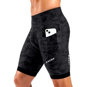 Bikewa Men's Cycling Shorts 7" 4D Padded Bike Shorts for Men Road Biking Bicycle Riding Cycle Biker Phone Pockets