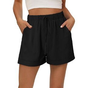 KISSMODA Womens Summer Shorts with Pockets Lightweight High Waisted Adjustable Tie Knot Loose Casual Short in Saudi Arabia