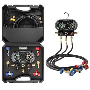 Lichamp AC R1234YF R134A Gauge Set, Automotive Manifold Gauge Compatible with R1234YF and R134A Refrigerants, Works on Car Freon Charging and Evacuation