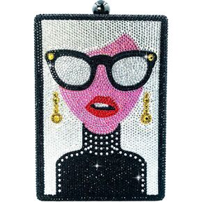 Boutique De FGG Strawberry Women Crystal Clutch Purse Evening Party Rhinestone Handbags Cocktail Prom Bag, Mini