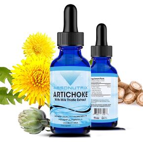 Absonutrix Artichoke with Milk Thistle Extract, 390 mg, 4 FL OZ Liquid, 302 Servings, Made in USA, Potent Plant-Based Ingredients, Burdock Root Extract, Dandelion Root Extract, Gluten-Free, Non-GMO