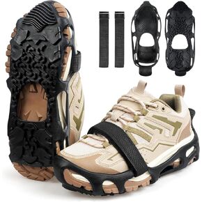 OROOTL Spikeless Ice Cleats for Indoor/Outdoor Spikeless Footwear Traction Device for Men Women Non Slip Ice Cleats Universal Shoes Grippers Job Safety Traction Slip-On