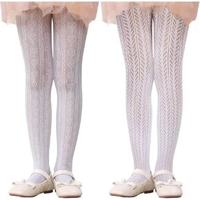 Century Star Girls Lace Stockings Kids Sheer Tights Fishnet Hollow Dance Patterned 2 Pack Pantyhose