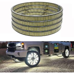 جديد 4pcs 17in Quad Row Ring Ring Lights Super Bright 4608pcs 5730SMD LED Wheel Light مع التحكم عن بُعد App & RF ، IP68 Pure White Rim Lights