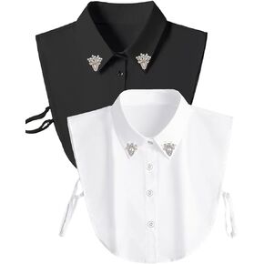 Handcrafted Faux Diamond and Pearl Fake Collar Shirts Versatile Dickey Collar Half Shirt Collar for Women