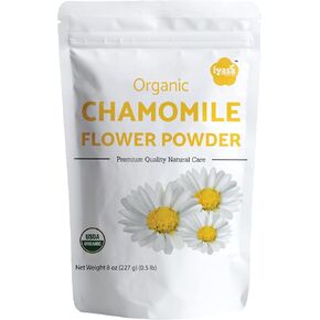 Organic Chamomile Flower Powder, Food Grade for Baking, Cooking, Tea, Summer Drinks, DIY Skin and Hair Care Products, Natural Face Packs, Face Mask 8 oz 223 gm