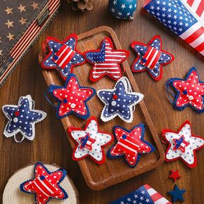 Geelin 18 PCS Star Star Felts Holds Red Blue White 4th of July Staring Stars 3.14 Independence Day Decorations for Memorial Veteran Day Party Decor (Classic Style)