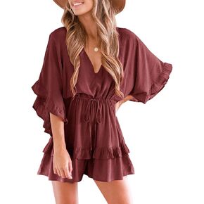 Valphsio Womens v Neck Beach Romper Chulled Chulled Charpresh Chectring Pleissuit