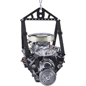 Universal 2-Point or 4-Point Engine Lift Sling Kit - Black Powdercoated Steel Construction, Adjustable Nylon Straps, 1200 lb Capacity, Easy Installation
