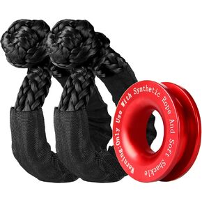 Synthetic Soft Shackle 1/2 Inch x 22 Inch Rope Shackle Recovery Kit with Extra Protective Sleeves(56,000 lbs Breaking Strength) Heavy Duty Tow Shackles for Off-Road, Sailing, Jeep, SUV