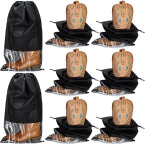 20 Pcs Tall Boot Bags for Travel Large Shoe Protector Cover with Visible Window for Packing Boot Non Woven with Rope for Storage Pouch Black Portable Shoe Organizers for Men and Women