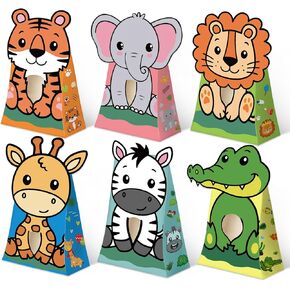 24pcs jungle Animals Party Bass with Window ، Safari Goodie ، Zoo Animals Candy ، Woodland Gift Facs for Jungle Safari تحت عنوان Safari Safari Safari