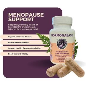HORMONAEASE Menopause Support Complex,Wild Yam Root, DIM, Chasteberry, Dong Quai, Maca Root, Evening Primrose Supplement