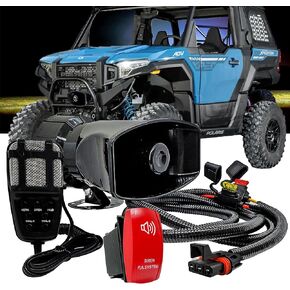 Siren PA مكبر صوت MIC System Horn with Red Rocker Switch Power Power Power Plug Slug Tharness Kit متوافق مع Polaris RZR Turbo Pro Crew Ranger General XP Xpedition Adv 2018-2025
