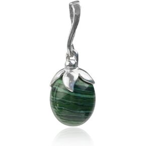 Sterling Silver Imitation Malachite Oval Berry Pendant