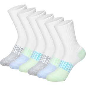 Hanes Cushioned, Absolute Active Crew Socks for Girls, Moisture-Wicking, 6-Pairs