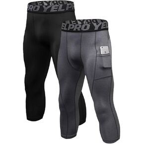 Queerier Men’s 3/4 Compression Pants Tights Leggings Sports Athletic Base Layer Running Workout Active Capris