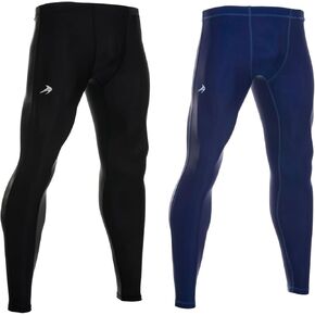 CompressionZ Men's Compression Pants for Workout, Sports | Base Layer Running Tights Leggings (Black-L & Navy-L) Bundle