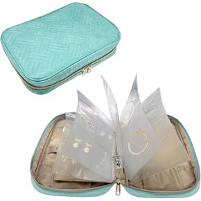 Jewelry Organizer Case Portable Travel Jewelry Storage Bag for Necklaces, Earrings, Rings, Bracelets, Watch，Women Traveling (Green)