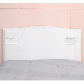 WOMACO Headboard Cover with Remote Pockets, Stretch Velvet Head Board Slipcover, Queen/Twin/King/Changeable Bed Head Cover for Upholstered Headboard (White, Headboard Length (55"-67"))