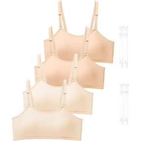 SALIA GIRL Training Bra for Girls 10-16 with Fixed Padding, Girls Bras for Teens with 2 Pairs of Replaceable Clear Straps