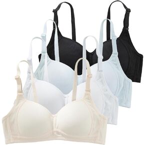Girls Training Bras for Teens Ages 12-14 14-16 16-18 Years Kids Teen Bra Cotton Wireless Adjustable Straps 4-Pack