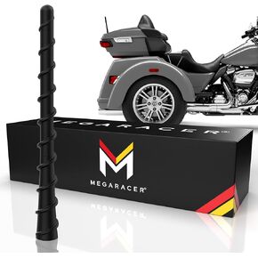 Mega Racer 7" Black Motorcycle Antenna for Harley Davidson All Models 1989-2023, Flexible Bending Rubber Antenna, Screw-On Replacement, Copper Coil Internals, Wash Safe, Pack of 1