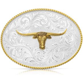 Montana Silversmiths Classic Western Two-Tone Buckle with Longhorn