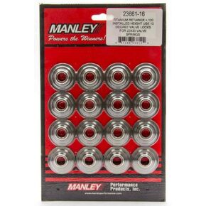 Manley Valve Spring Retainer, Street Master, 10 Degree, 1.120 in / 0.705 in OD Steps, 1.550 in Dual Spring, Plus 0.100, Chromoly, Set of 16