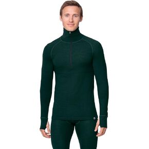 DANISH ENDURANCE Merino Thermal Underwear Mens, Long Sleeve Mens Thermals, Thermal Top for Men, Long Sleeve, Merino Wool Base Layer Men, with or Without a Zipper Large Dark Green 1-Pack