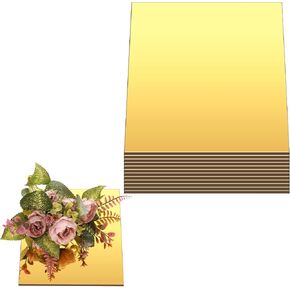 Thyle 12 Pcs Acrylic Square Mirrors for Tables Centerpieces 8 Inch Square Mirrors Candle Plates for Wall Wedding Table Centerpieces Square Mirror Tray for Baby Shower Party, Thickness 1 mm