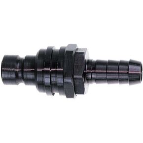 22506 Black Straight Male Plug with Hose Barb Valve