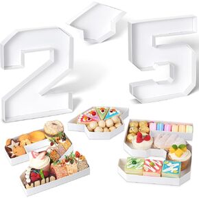رقم التخرج من زخارف Box Box Charcuterie 2025 ، 10 "أرقام من الورق المقوى درج درج قابلة للملء لـ charcuterie ، تخرج الجداول المركزية زخارف لوازم الحفلات الكلية ، الأزرق