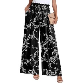TAOHUADAO Wide Leg Pants for Women High Waisted Plus Size Palazzo Pants Casual Flowy Trousers with Pockets