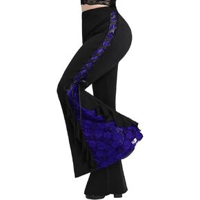 ROSE GAL Women Plus Size Gothic Bell Bottoms Flare Pants Lace-up Pull On Romantic Pants