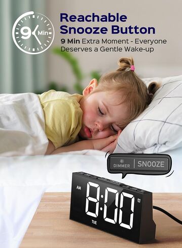 GOLOZA Digital Alarm Clocks for Bedrooms, Digital Clock with 4 Level Brightness +Off, Dual Customizable Alarms, USB Port, Power-Off Memory, Snooze, DST, 12/24H, Desk Clock for Kids Adults Elderly in Saudi Arabia